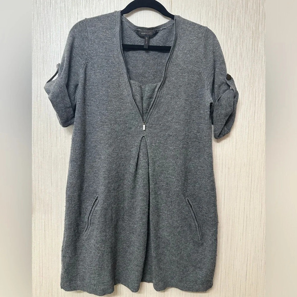 bcbgmaxazria 100% wool halfzip 3/4 sleeve sweater size L - Picture 1 of 9